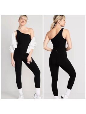 Old Navy One-Shoulder Black Jumpsuit Size L